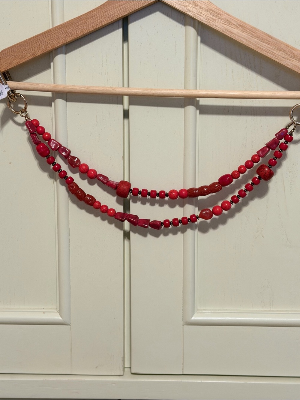 Free People Red Beaded Double-Strand Shoulder Bag Strap